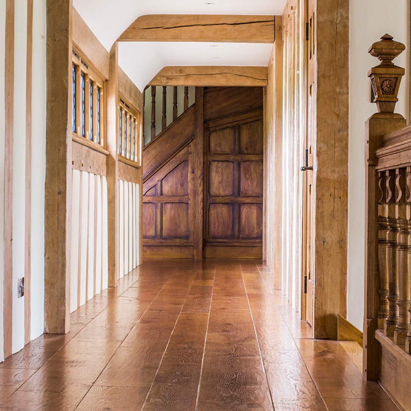 Hallway with oak flooring
